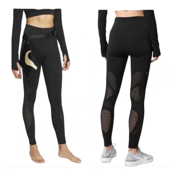Nike x MMW High Waisted Mesh Black Leggings Size S NEW
